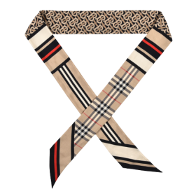 Bufanda ajustada de seda con estampado de montaje