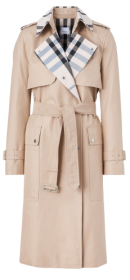 Gabardina de gabardina de algodón con panel de cuadros