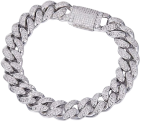 Moissanita helada con ajuste de plata S925 de 14 mm de ancho