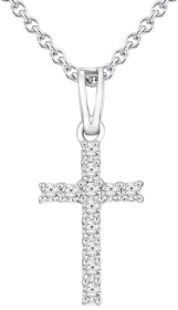 Cruz de oro blanco con diamantes naturales