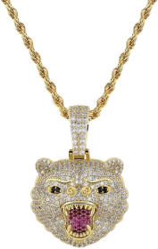 Cadena con colgante de oso enojado helado