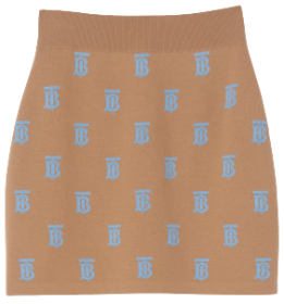 Fustă mini jacquard din amestec de lână și mătase, cu monogramă