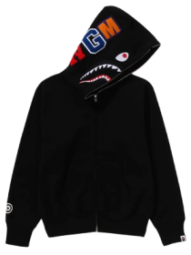 Sweat à capuche zippé requin