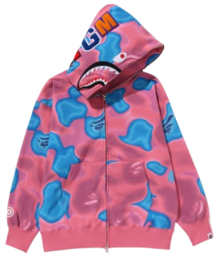 Sweat à capuche rose requin camouflage liquide