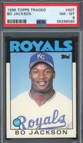 Bo Jackson 1986 Topps Traded Baseball Rookie Card #50T Graded PSA 8