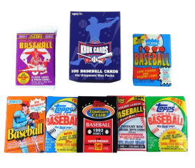 100 Vintage Baseball Cards in Older Factory Sealed Packs