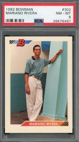 Mariano Rivera 1992 Bowman Baseball Rookie Card RC #302 Graded PSA 8