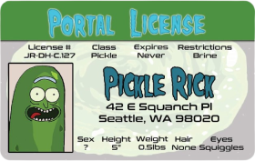 Rick and Morty Pickle Rick Fake ID