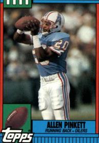1990 Topps Football #221 Allen Pinkett Houston Oilers Card