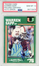 Warren Sapp "HOF 13" Autographed Bumble Bee Card