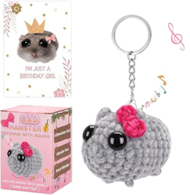 Sad Hamster Meme Bow Keychain