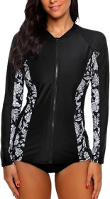 Women's Rashguard Swimsuit Zip Front