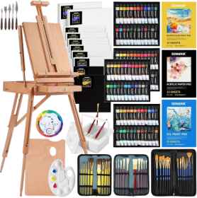 196Pcs Deluxe Painting Set with Aluminum and Beech Wood Easel
