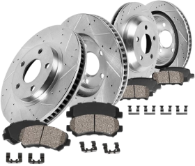 Front and Rear Brake Disc Rotors and Ceramic Brake Pads for BMW