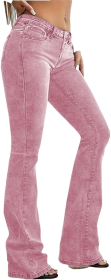 Women's Stretch Pink Wash Jeans Low Waist Slim Fit