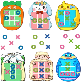 6 Pack Easter Tic Tac Toe Strategic Board Game