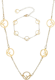 Prom Jewelry Gold Bracelet and Necklace Set