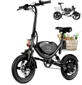 14" Folding Electric Bike with Basket