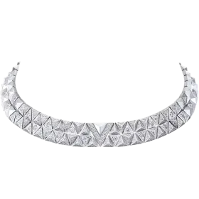 Pure V Two-Row Necklace, White Gold and Diamonds