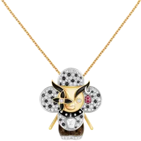 Vivienne Ox Pendant, 3 Golds, Lacquer, Diamonds & Colored Gemstones