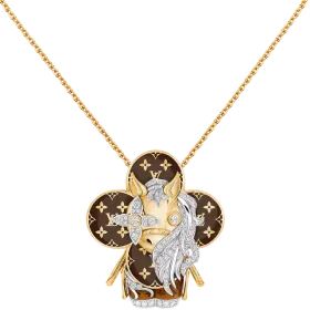 Vivienne Horse Pendant, Yellow Gold, White Gold, Lacquer & Diamonds