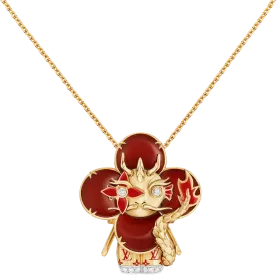 Vivienne Dragon Pendant, Yellow Gold, White Gold, Lacquer, Diamonds & Colored Gemstones