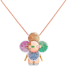 Vivienne Rainbow Pendant, 3 Golds, Diamonds & Colored Gemstones