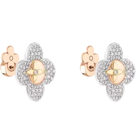 Vivienne Earrings, 3 Golds and Diamonds