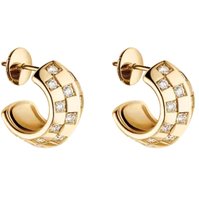 Le Damier de Louis Vuitton Double Hoops, Yellow Gold and Diamonds