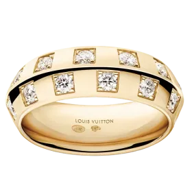 Le Damier de Louis Vuitton Large Ring, Yellow Gold and Diamonds