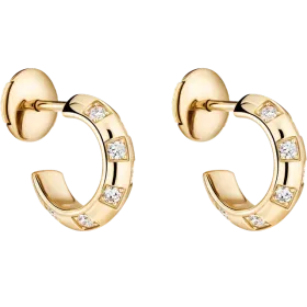 Le Damier de Louis Vuitton Small Hoops, Yellow Gold and Diamonds