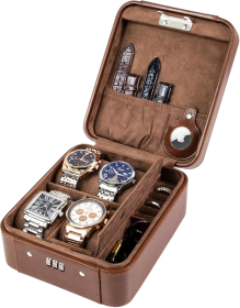 Watch Case with Combination Lock - 4 Watch Storage