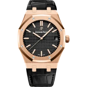 Audemars Piguet Royal Oak Rose Gold Royal Oak Black Dial on Leather 41mm