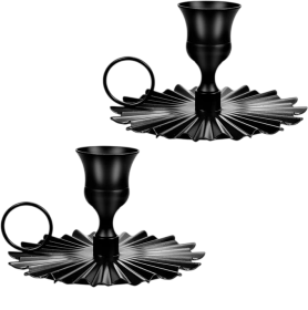 2 Pieces Retro Black Iron Candlesticks