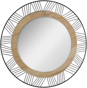 Atmosphera - Joe Mirror - Metal and Wood - Black - D45 cm