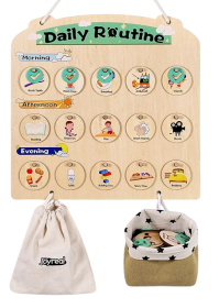 Wooden Visual Schedule for Kids 3-6 Year Old