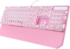 Pink Retro Punk Gaming Keyboard with White Backlit