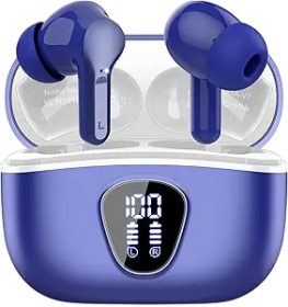 Blue Wireless Earbuds, Bluetooth 5.4