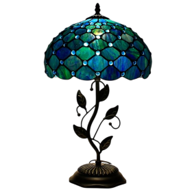 L-Juicwe Tiffany Blue Lamp Stained Glass