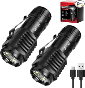 Rechargeable Mini Flashlights with Magnetic Base, 2 Pack