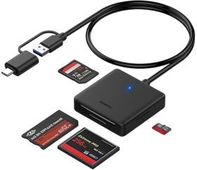 Memory Card Reader, 4in1 USB 3.0 and USB-C to SD Micro SD