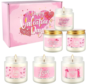 Valentine's Day Scented Candles Gift Set, 6 Pack 3.05 oz
