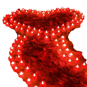 6000 Pcs Artificial Rose Petals with 120 Pcs Heart LED Tea Lights Candles